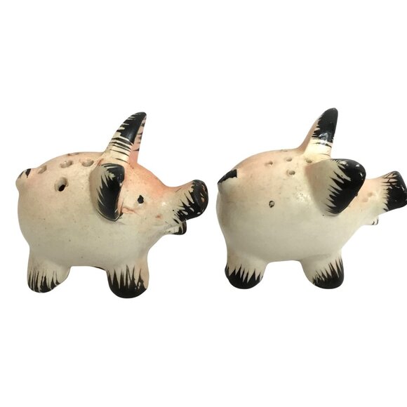Vintage Japanese Pig Salt & Pepper Shaker Set – Pink & Black Ceramic, 1950s - Picture 7 of 10
